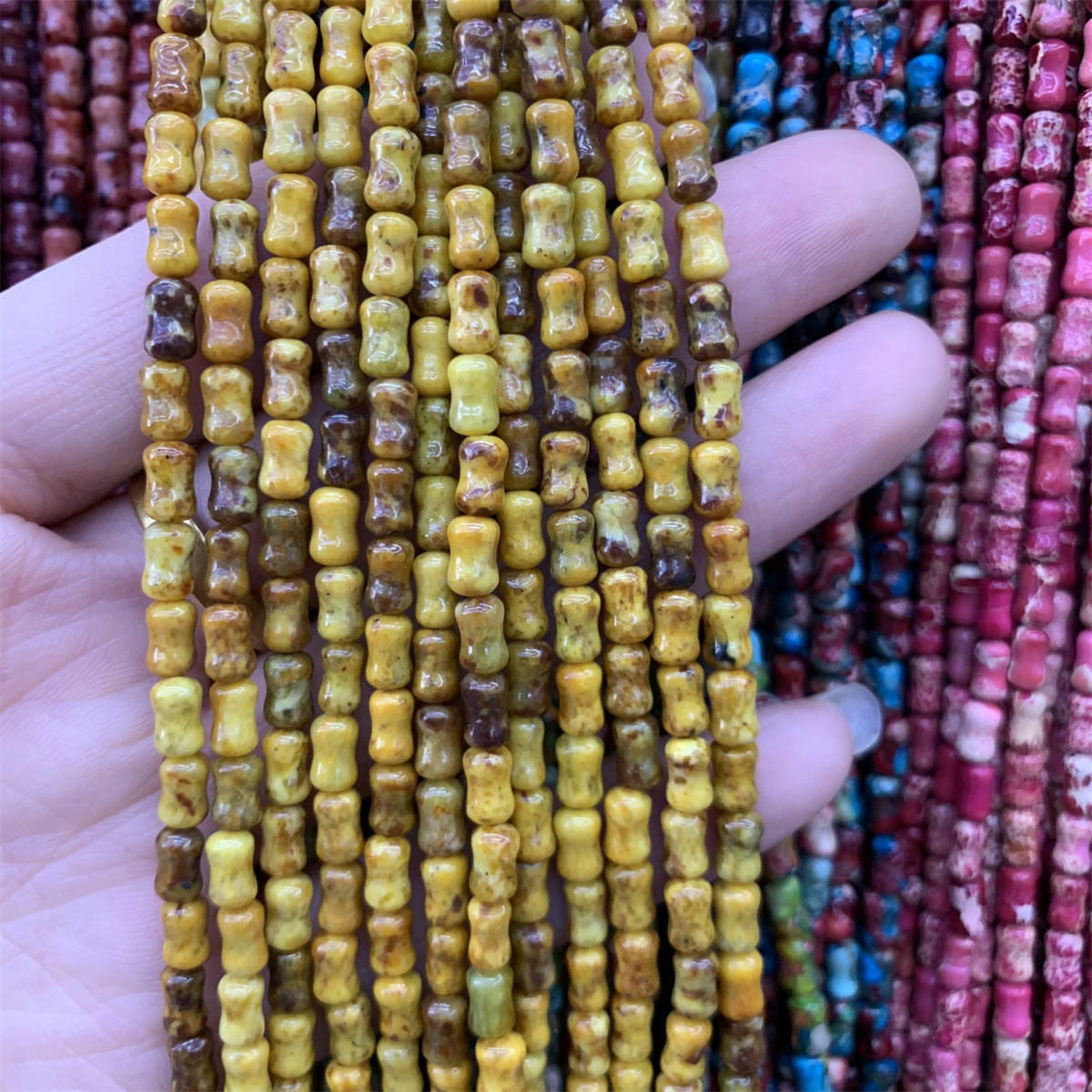 Imperial Jasper Bamboo shape 4x6mm 15" strands