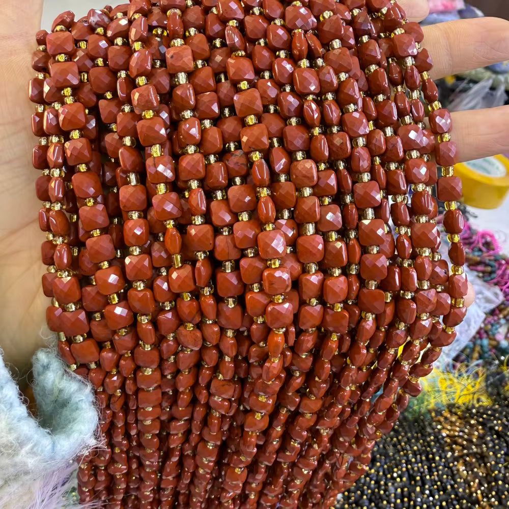 New 6mm Square Faceted Gemstone Beads 23 beads on a strand!