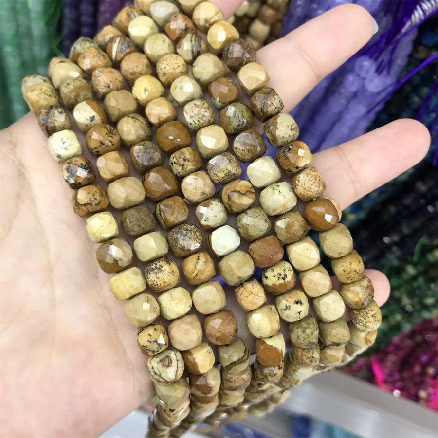 Faceted Cube Beads 8mm 15" strands