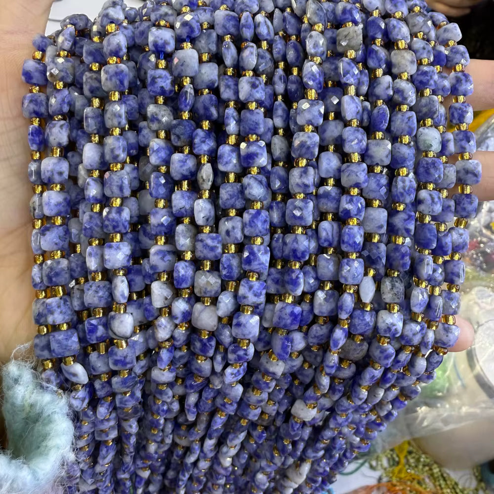 New 6mm Square Faceted Gemstone Beads 23 beads on a strand!