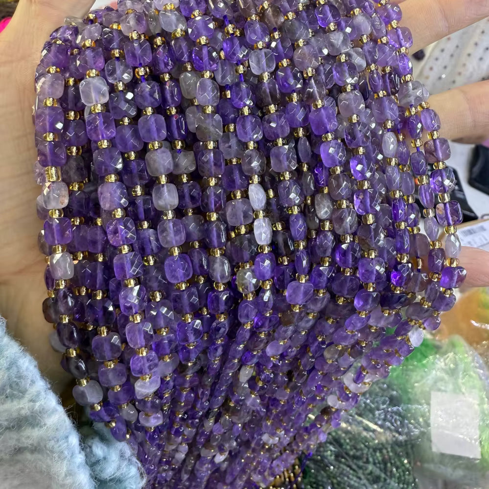New 6mm Square Faceted Gemstone Beads 23 beads on a strand!