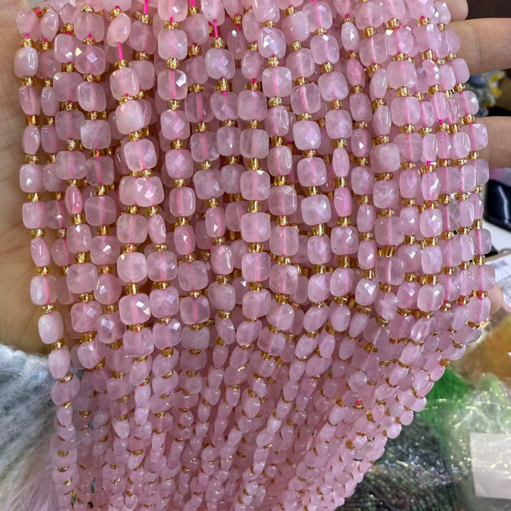 New 6mm Square Faceted Gemstone Beads 23 beads on a strand!