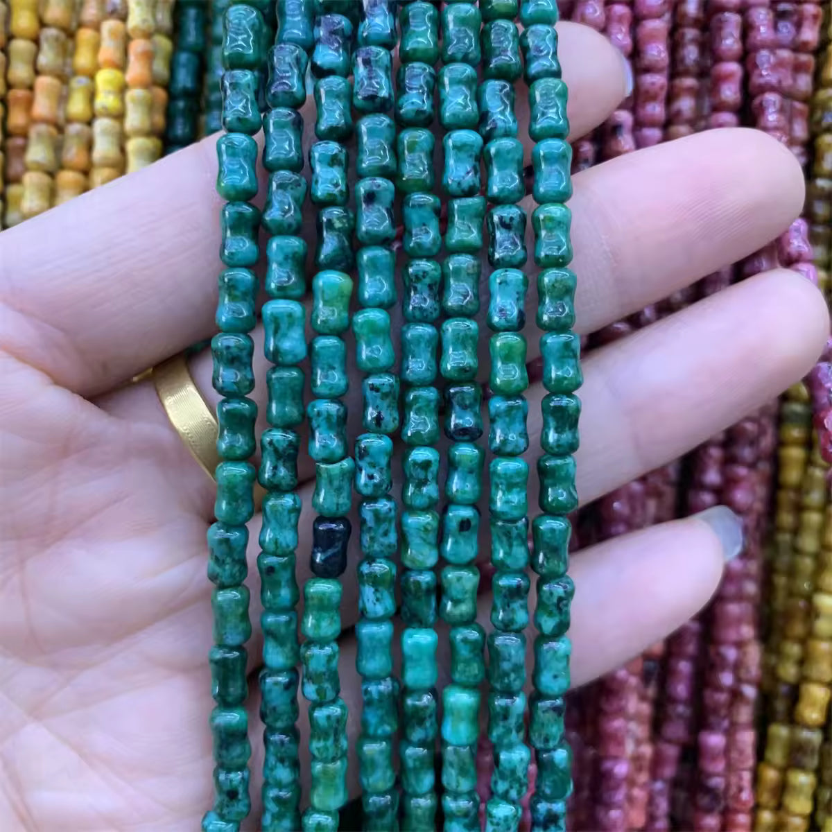Imperial Jasper Bamboo shape 4x6mm 15" strands