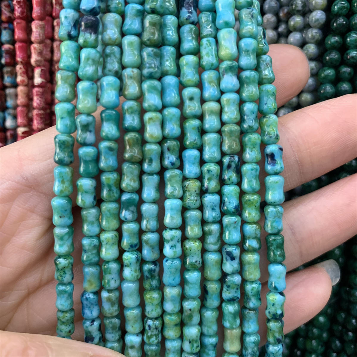 Imperial Jasper Bamboo shape 4x6mm 15" strands