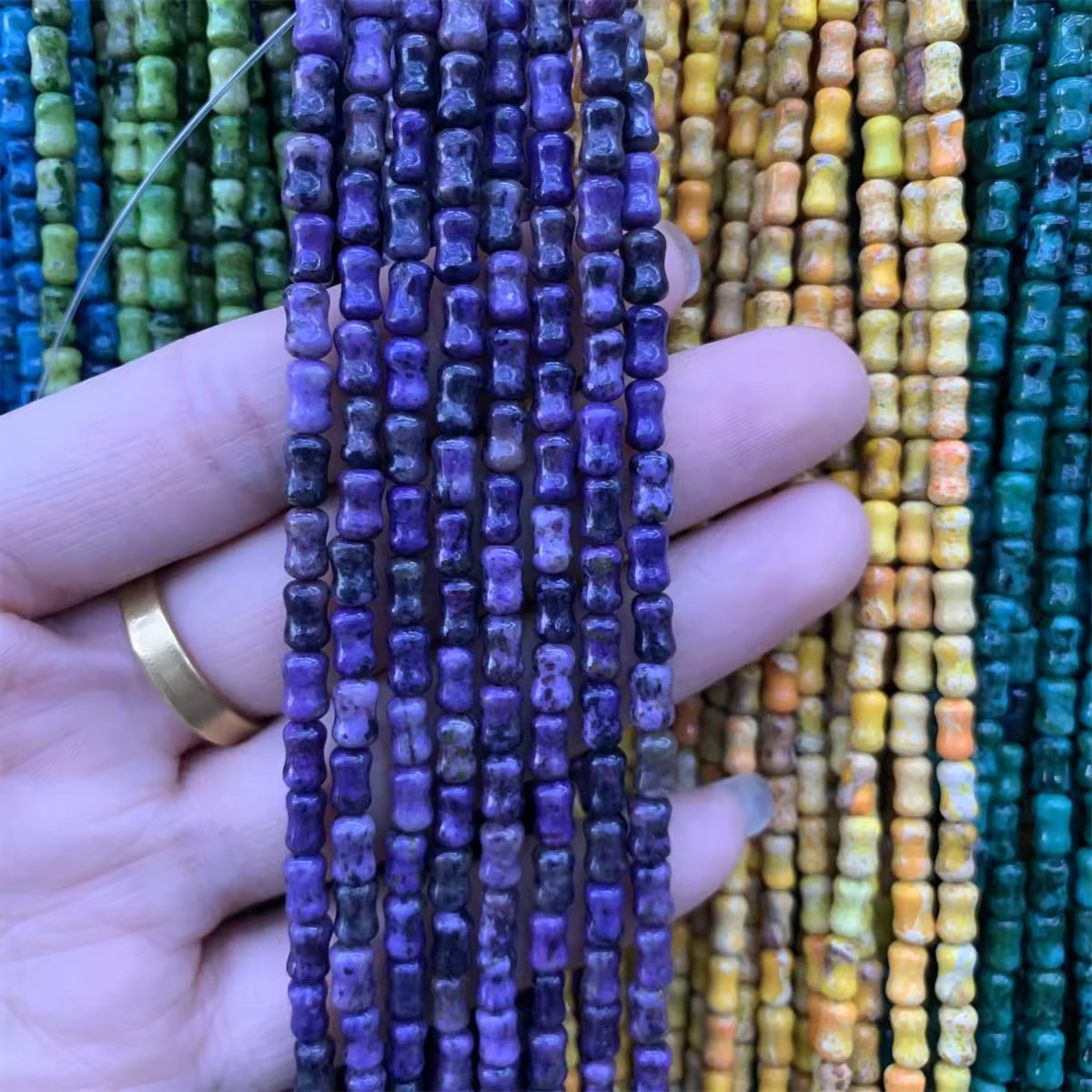 Imperial Jasper Bamboo shape 4x6mm 15" strands