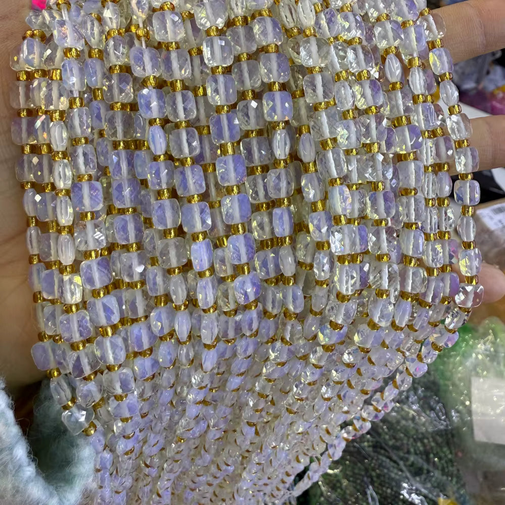 New 6mm Square Faceted Gemstone Beads 23 beads on a strand!