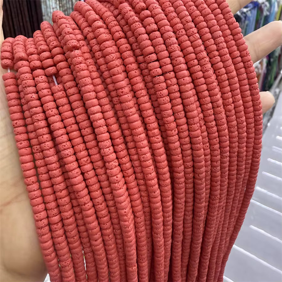 Volcanic Rock Heishi cut 2x4mm 150 beads, approx 15" strands