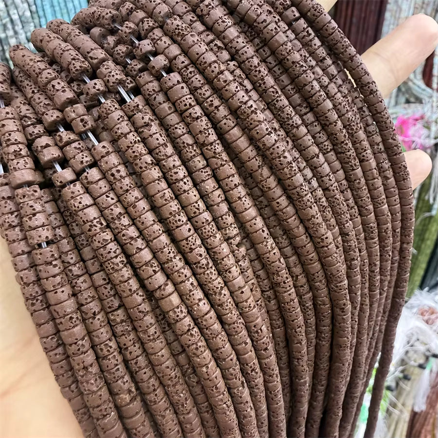 Volcanic Rock Heishi cut 2x4mm 150 beads, approx 15" strands