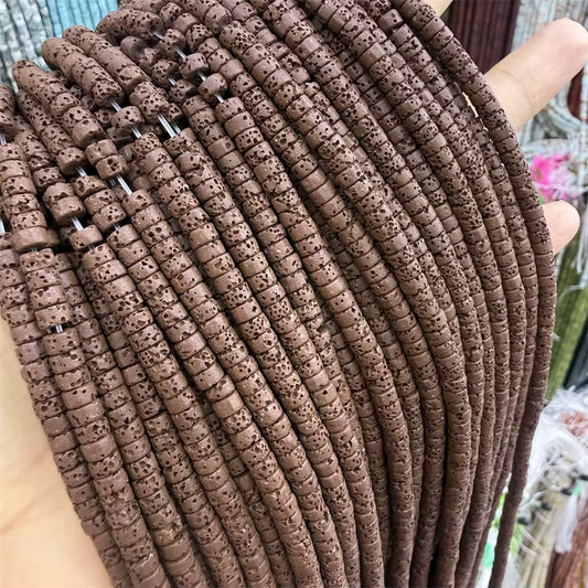 Volcanic Rock Heishi cut 2x4mm 150 beads, approx 15" strands