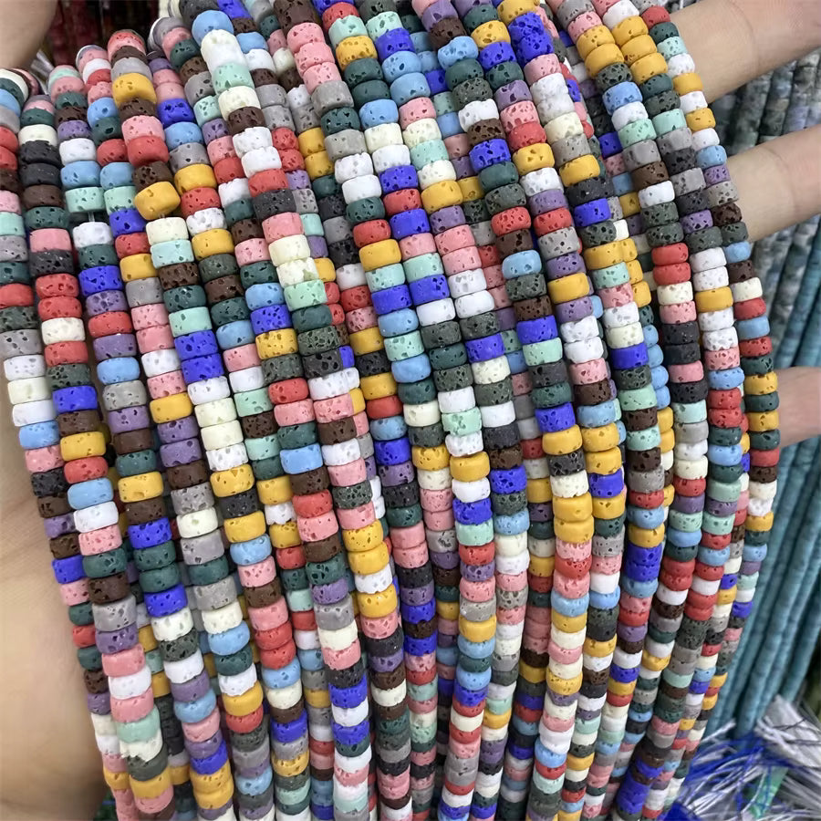 Volcanic Rock Heishi cut 2x4mm 150 beads, approx 15" strands