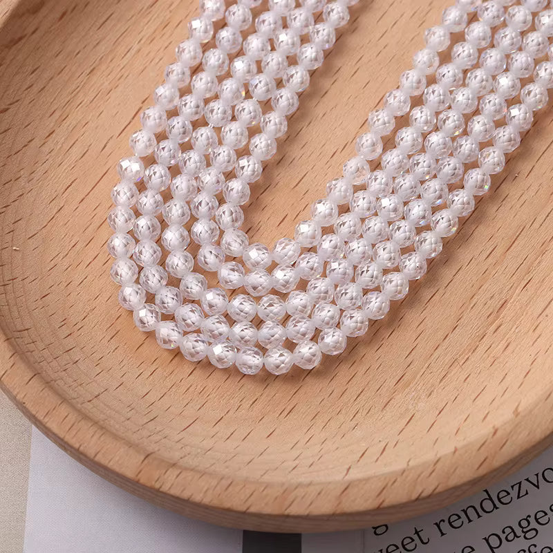 Faceted Cubic Zirconia 4mm beads 15" Strands