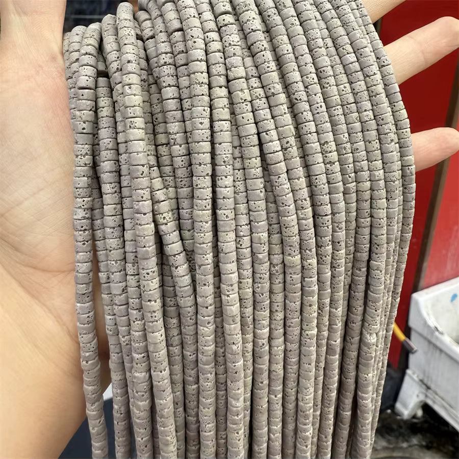 Volcanic Rock Heishi cut 2x4mm 150 beads, approx 15" strands