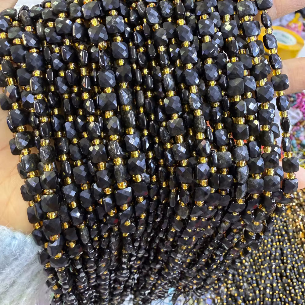 New 6mm Square Faceted Gemstone Beads 23 beads on a strand!