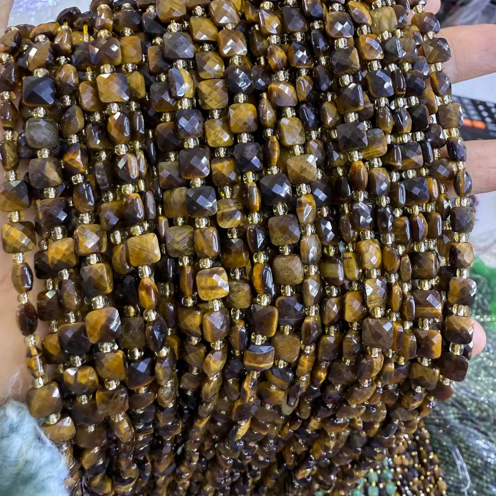 New 6mm Square Faceted Gemstone Beads 23 beads on a strand!