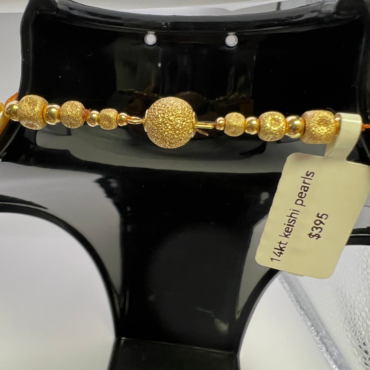 BabS Creation 14kt Gold Clasp and beads with golden Keishi Pearls 16"