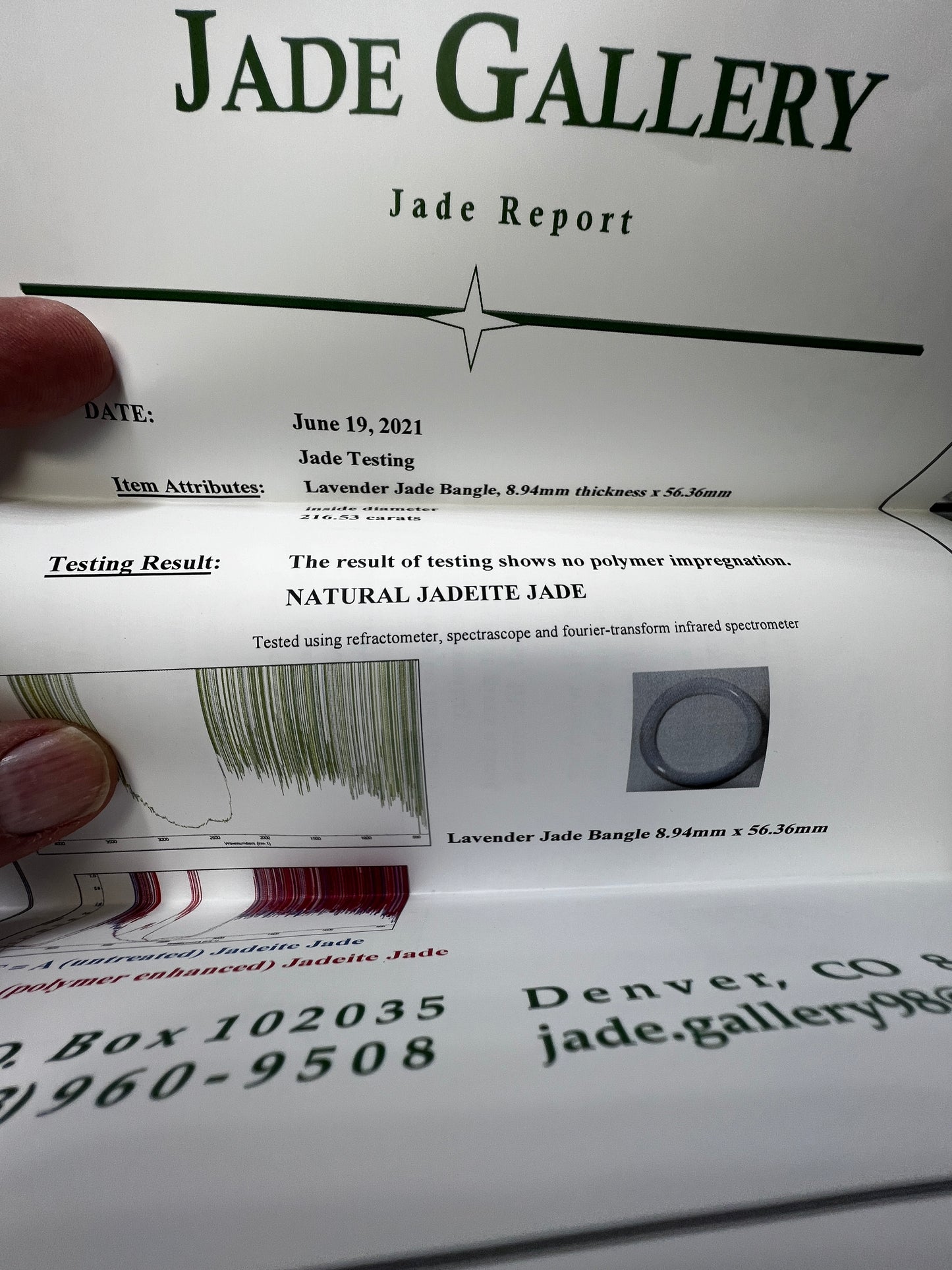 Lavender Jadeite Jade Bangle 8.94mm thick, 56.36mm diameter 216.53cts