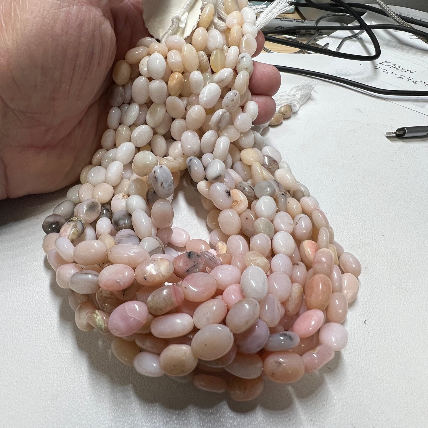 Opal beads, Peruvian Pink approx 9x11 16" strands