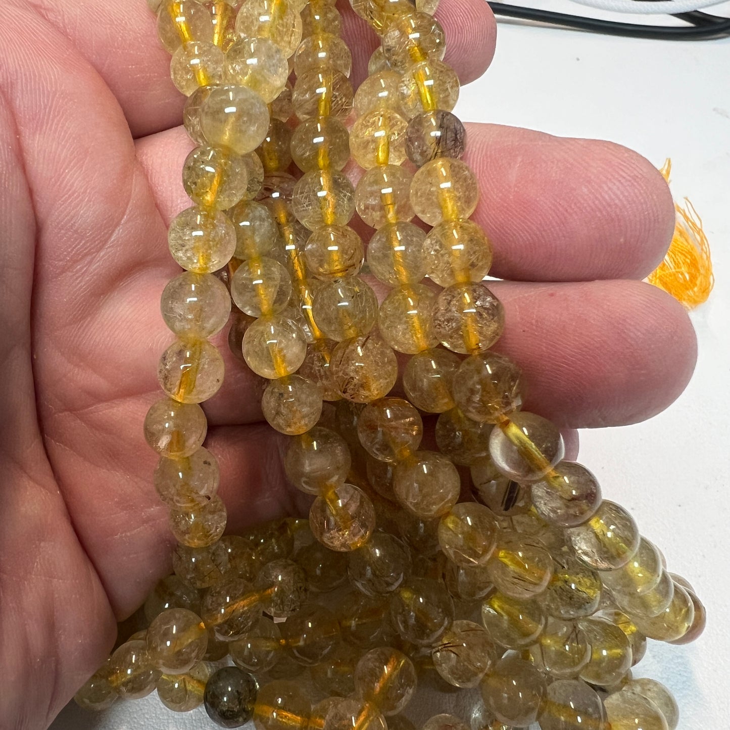Golden Rutile Quartz 8mm 16" Strands all natural