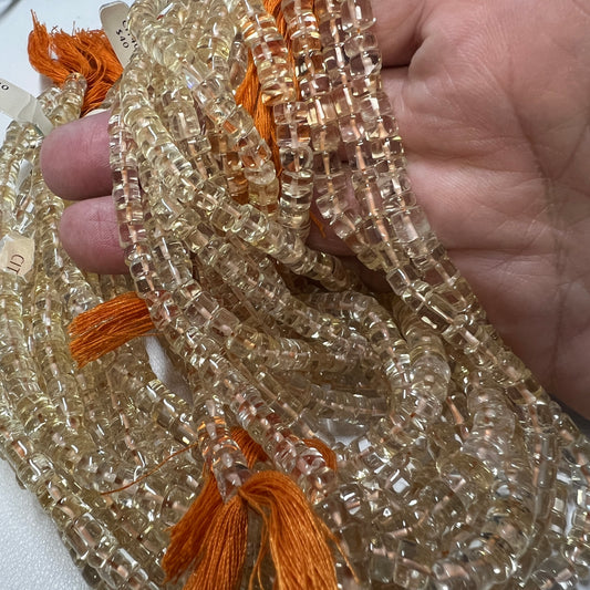 Natural Citrine Unique Tire Shaped Beads approx 5mm 16" strands