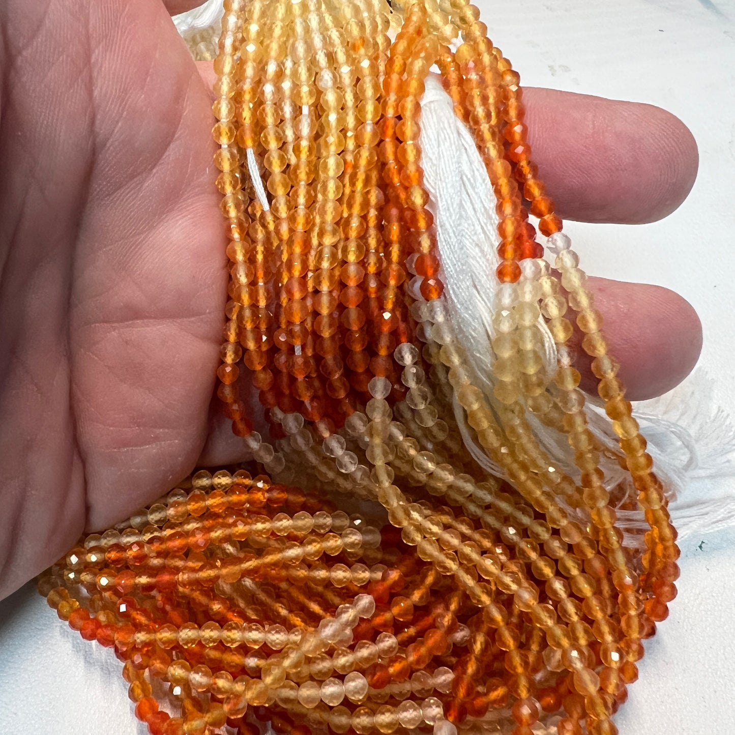 Mexican Fire Opal!  Approx 3mm round faceted 16" strands
