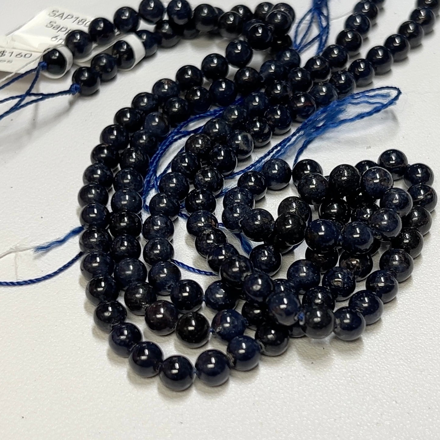Sapphire Beads, genuine, no treatments 6mm  16"
