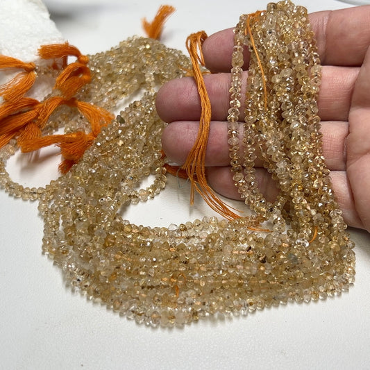 Citrine Hand Faceted approx 4mm 16" No Treatments