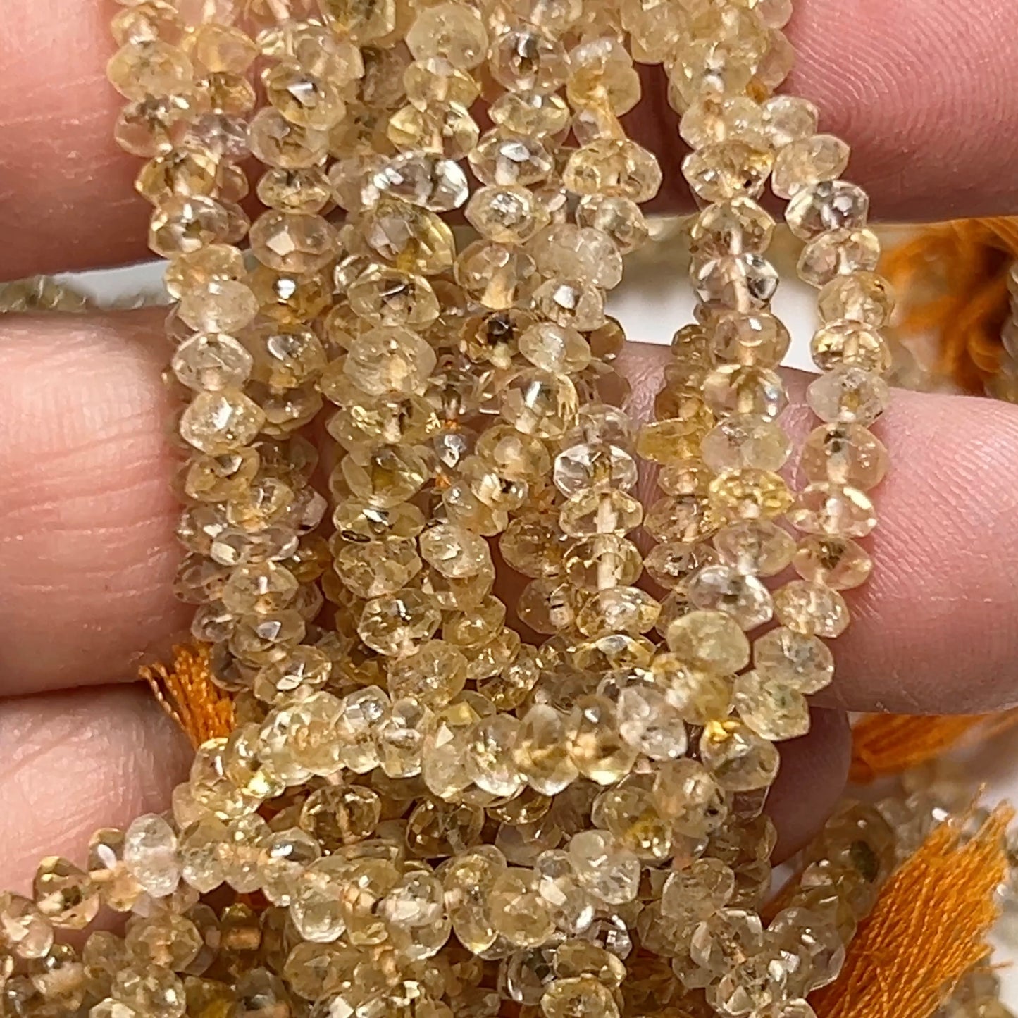 Citrine Hand Faceted approx 4mm 16" No Treatments