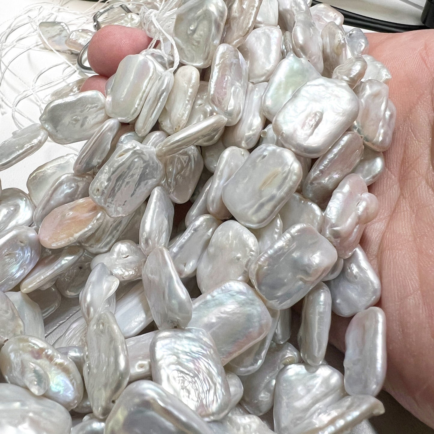 Freshwater Rectangle Keshi pearls 14x18 AA quality 16"