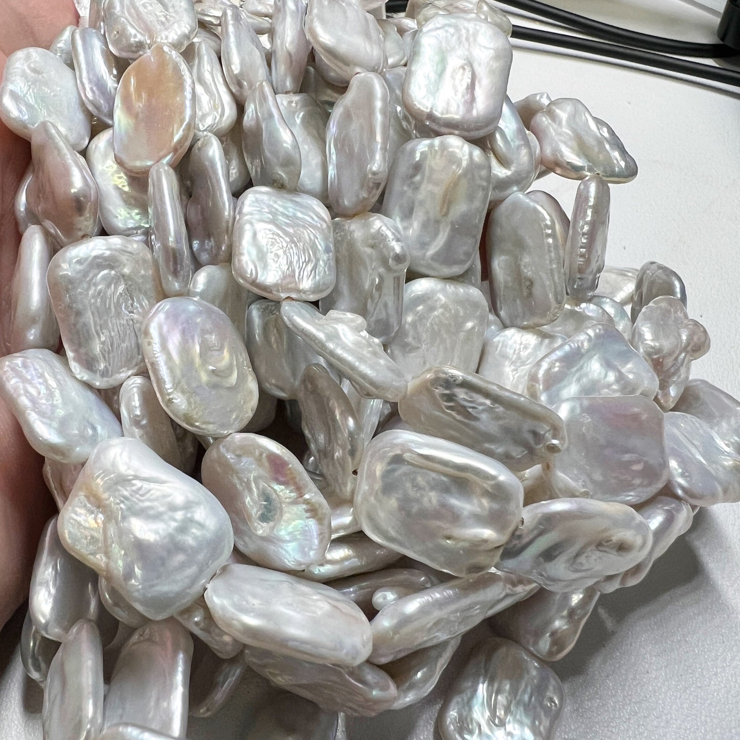 Freshwater Rectangle Keshi pearls 14x18 AA quality 16"