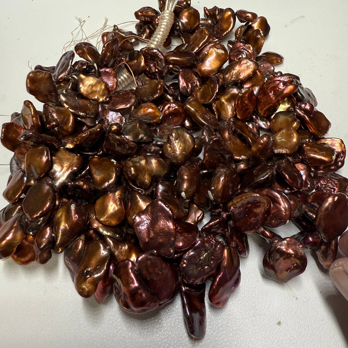 "Chocolate" color Keshi Cornflake Pearls 16" graduated