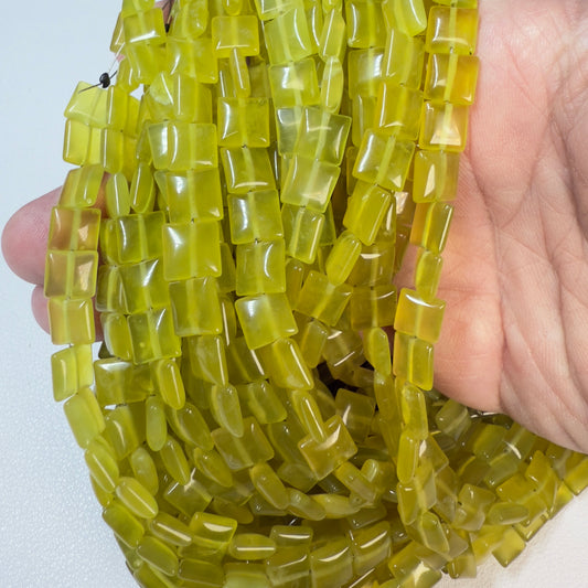 Serpantine approx 8 mm square beads 8" strands mined in Canada