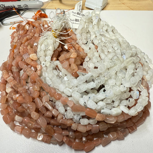 Sun and Moon Special!  Moonstone and Sunstone deal! 16" 8 mm beads