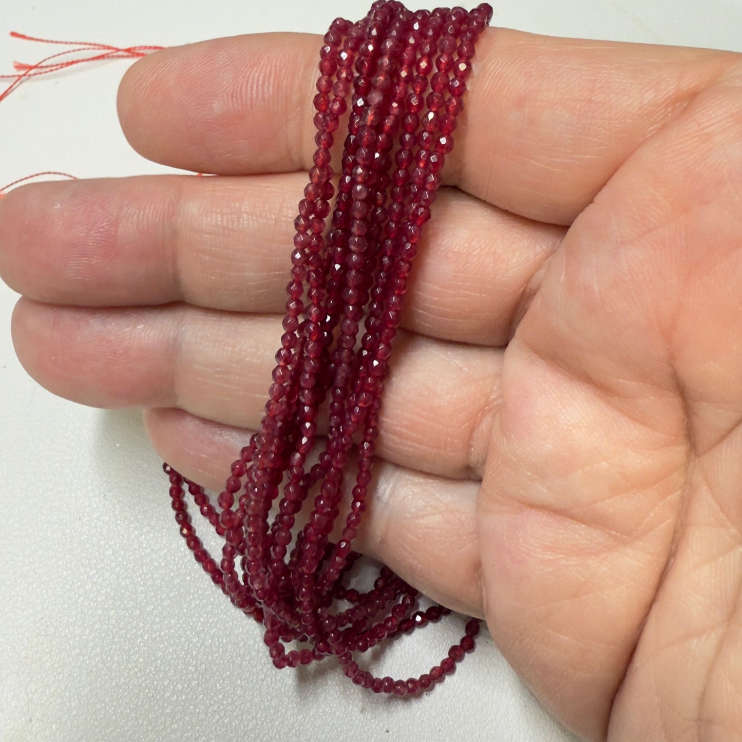Ruby Red Color Faceted Quartz 2.5mm 16" strands Treated