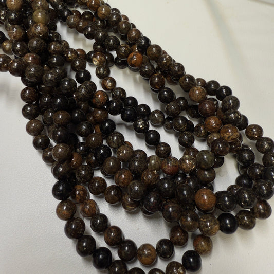 Biotite Beads with Gold Pyrite in them!  8 mm 16" strands
