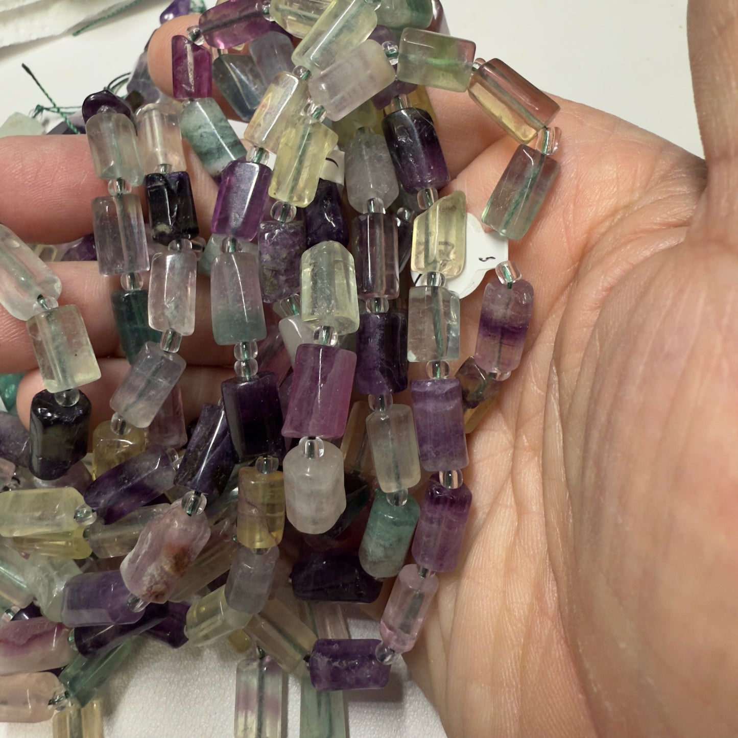 Fluorite Rods with flat sides from Mexico!  16" strands approx. 6x11