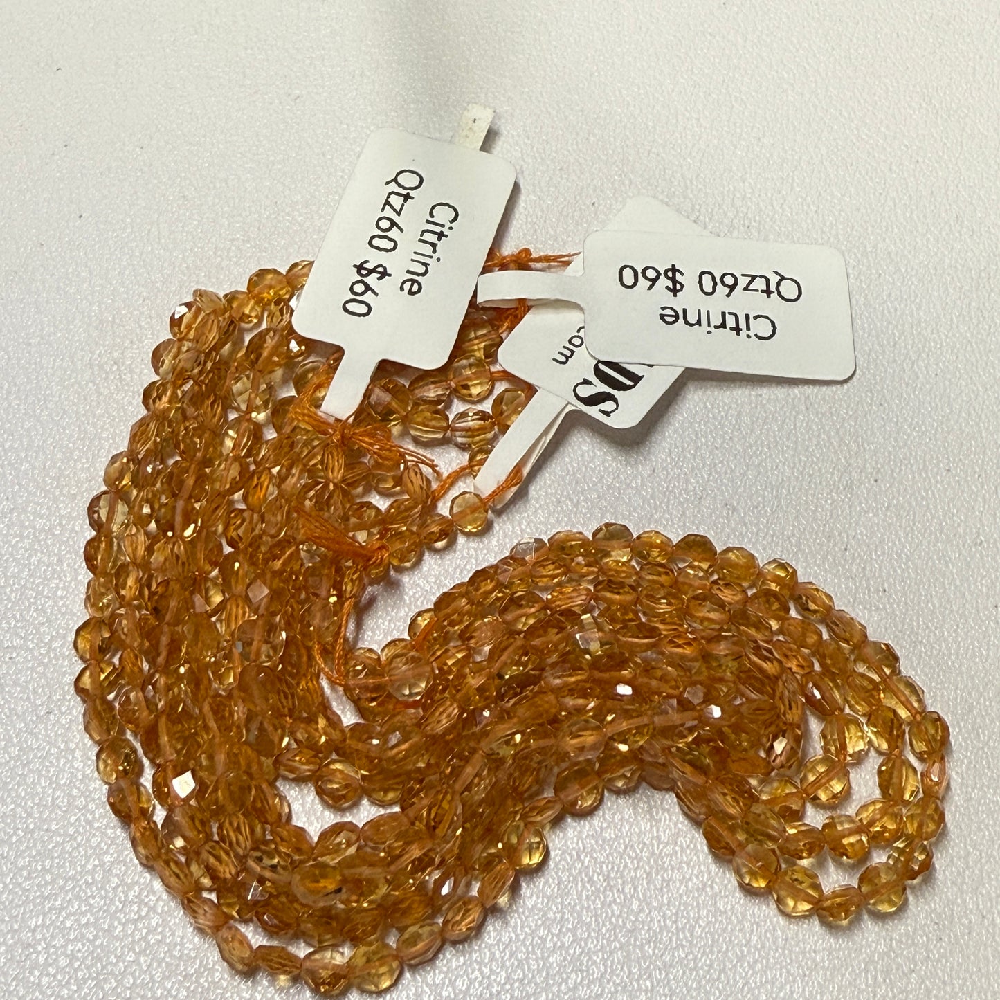 Citrine flat coin beads from Brazil 4 mm about 15"