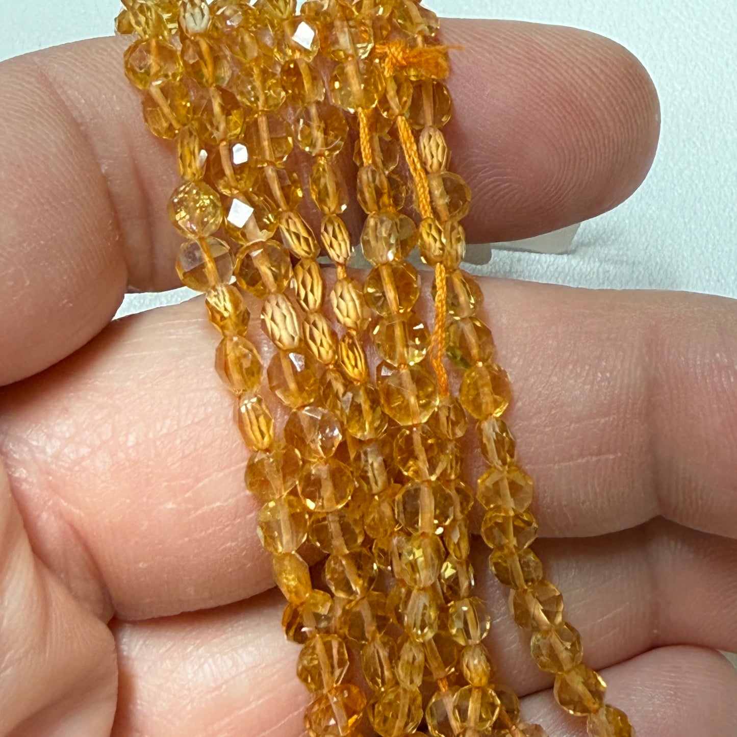 Citrine flat coin beads from Brazil 4 mm about 15"