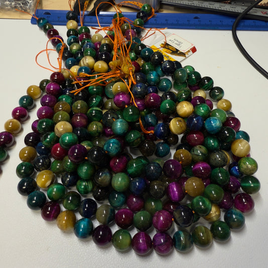 Multi Color Tiger Eye 10 mm  16" strands
