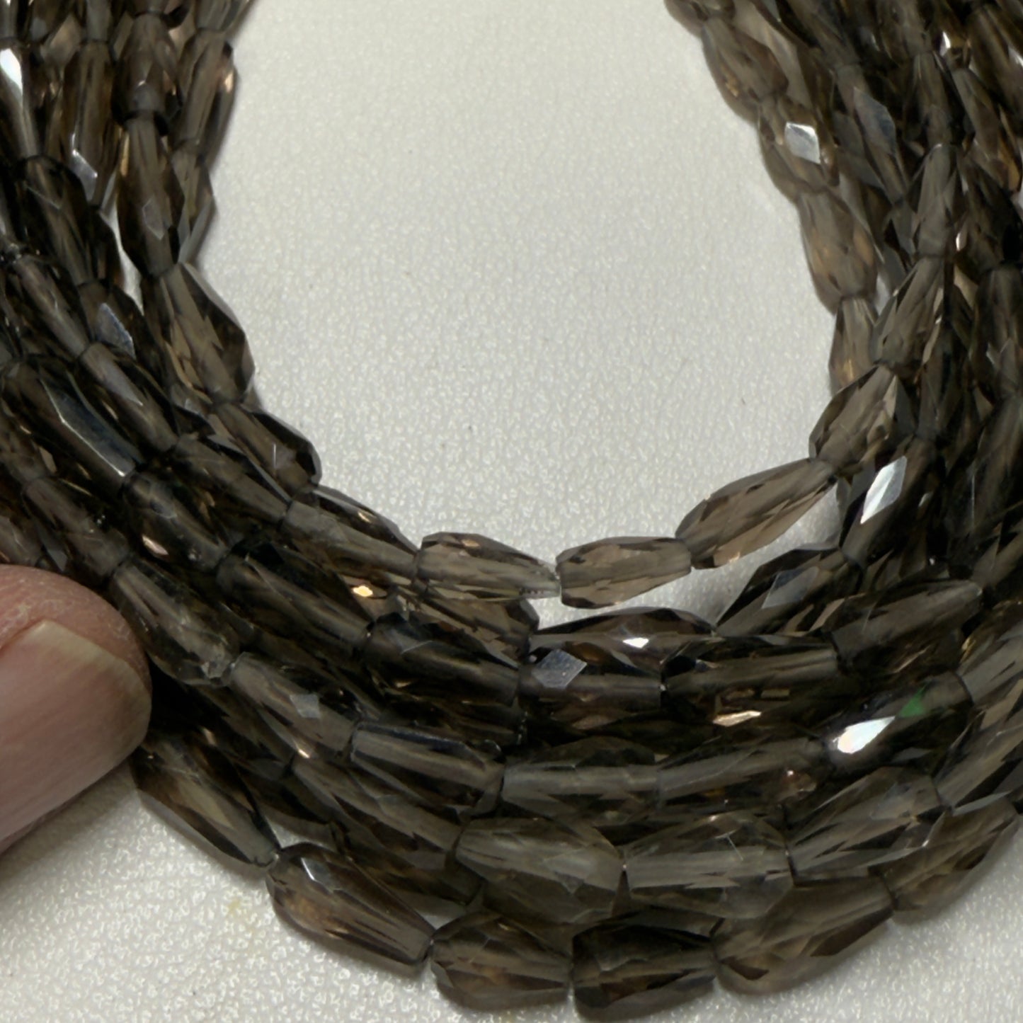 Smokey Quartz Faceted Vase Shape approx. 5x10 8" strands