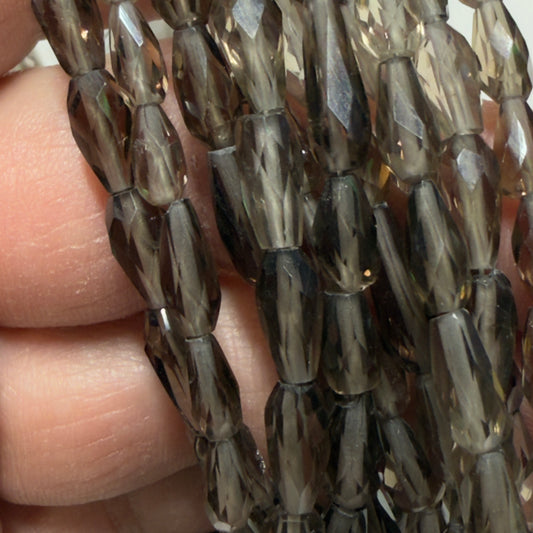 Smokey Quartz Faceted Vase Shape approx. 5x10 8" strands
