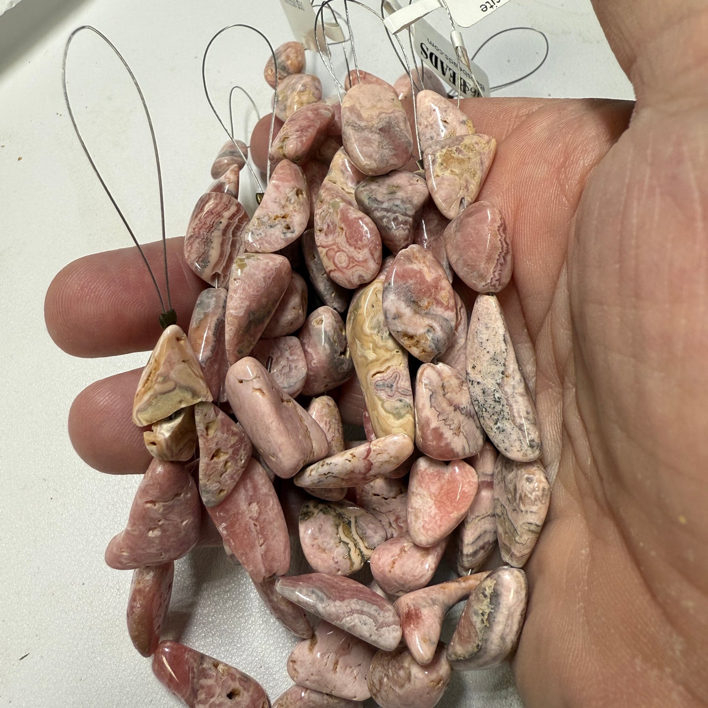 Rhodochrosite Polished Freeform beads from Argentina!  8" strands