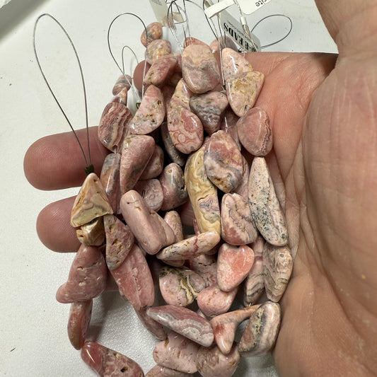 Rhodochrosite Polished Freeform beads from Argentina!  8" strands