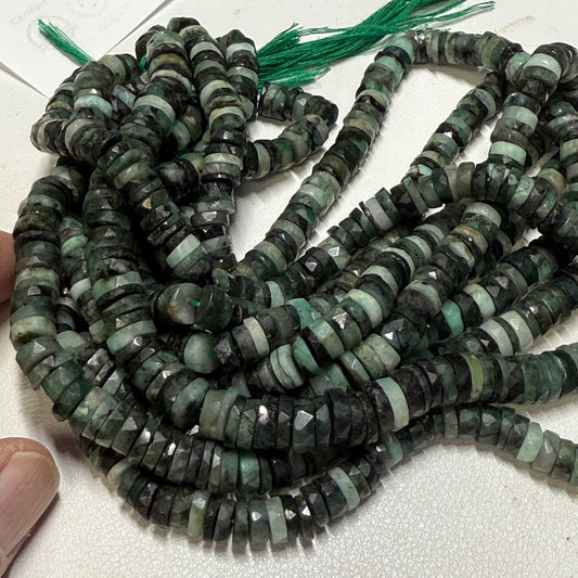 Emerald "Tire Shape" Beads Faceted 8 mm 16" strands