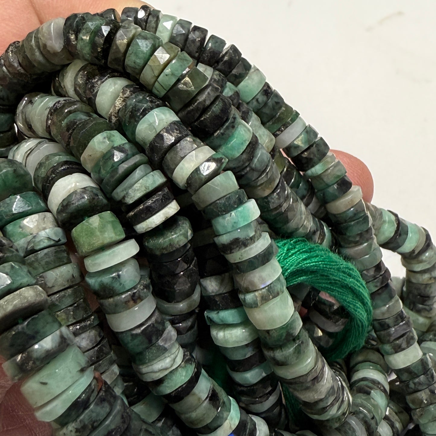 Emerald "Tire Shape" Beads Faceted 8 mm 16" strands