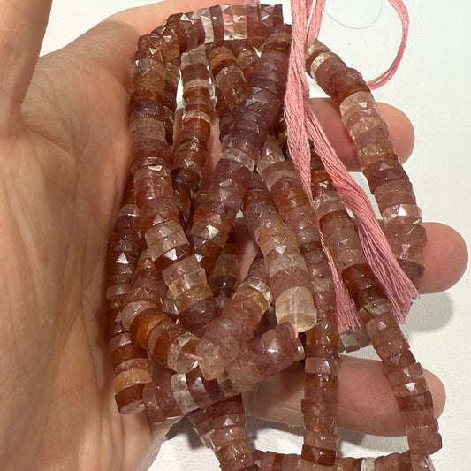 Strawberry "Tire shape" Quartz Faceted 8 mm 16" strands