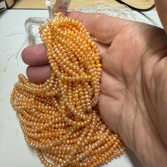 Golden  Pearls 4 mm 16" strands, lots of luster
