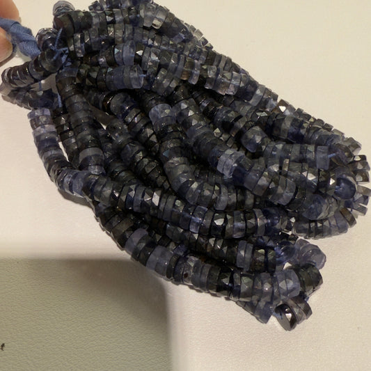 Iolite Faceted "Tire" Shaped beads approx. 8 mm 16" strands