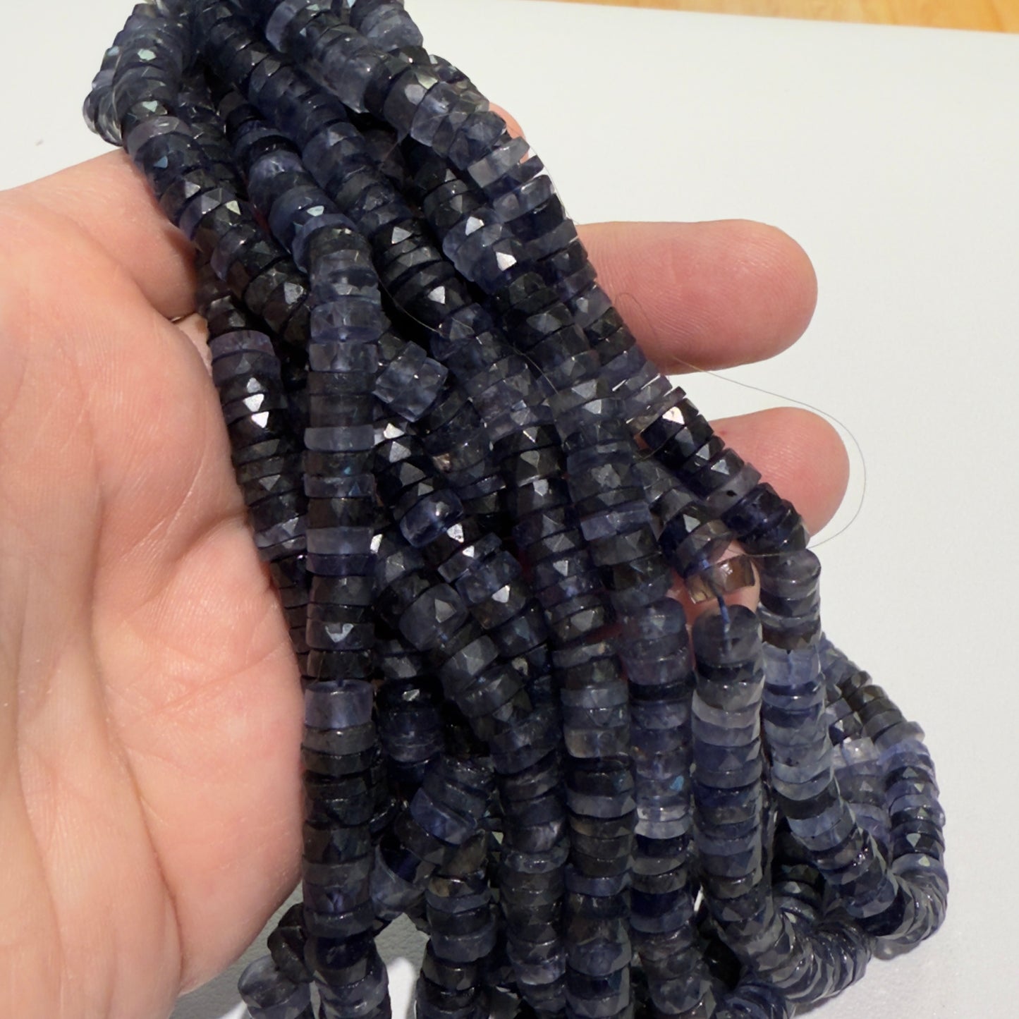 Iolite Faceted "Tire" Shaped beads approx. 8 mm 16" strands