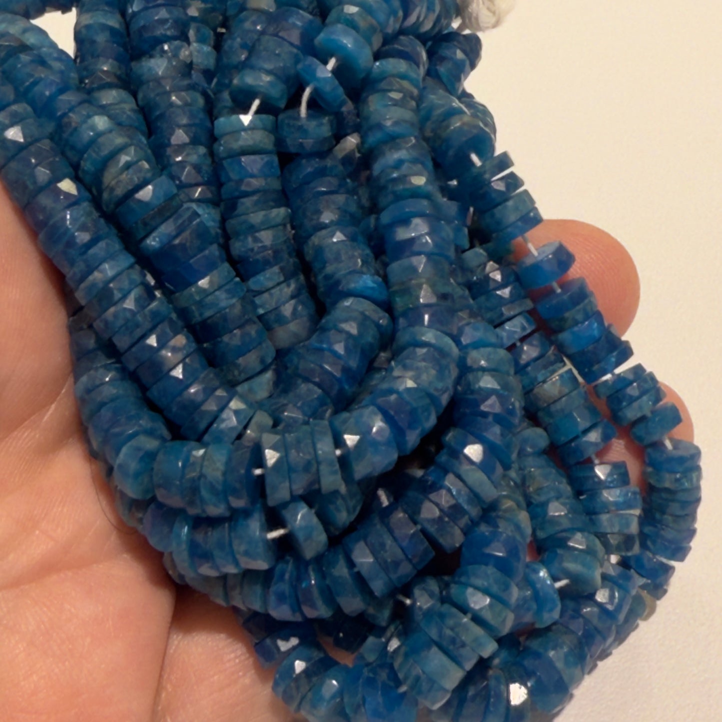 Apatite Faceted "Tire" shape beads 8 mm 16" strands