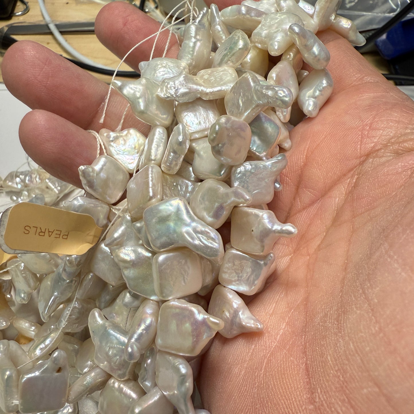 Pearls Baroque Square shape approx. 12 mm 16" strands